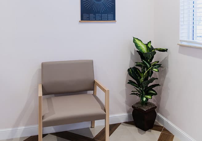 Photo of a green plant next to a chair at Canna Wellness Clinics in Boynton Beach Florida