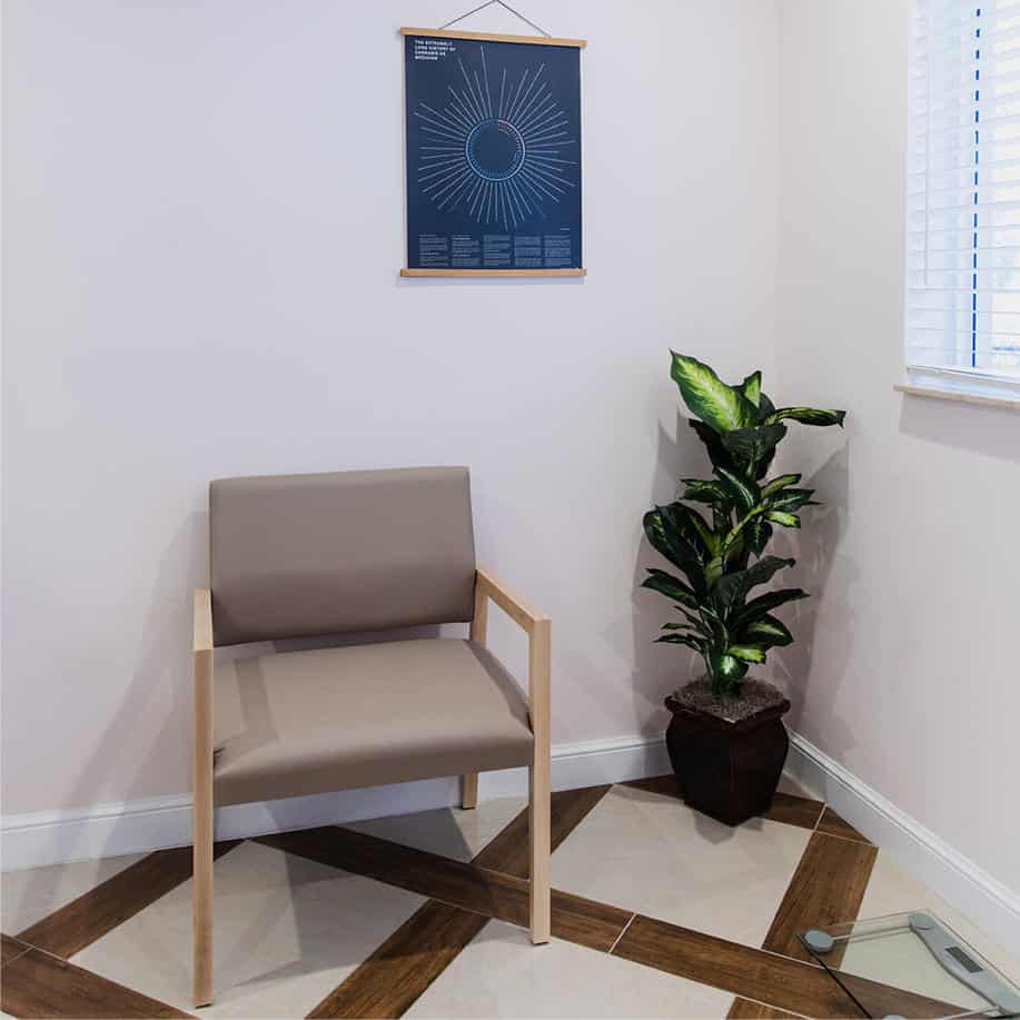 Photo of a green plant next to a chair at Canna Wellness Clinics in Boynton Beach Florida